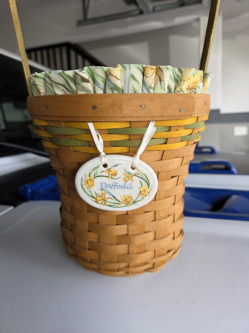 Longaberger Yellow and Green Daffodil Accent Basket